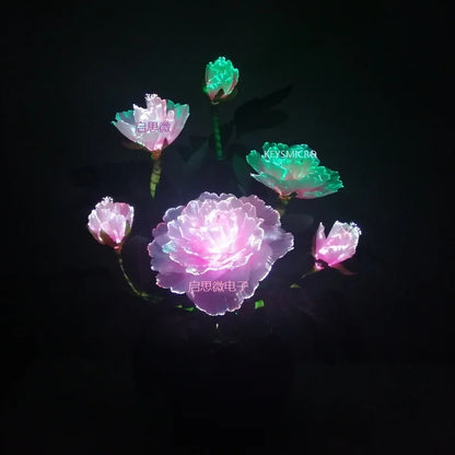 Beautiful Peony Artificial Led colourful Flowers Small bouquet flores Home Party Spring Wedding Decoration Mariage Fake Flower
