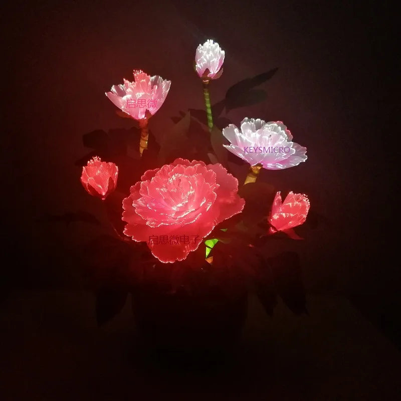 Beautiful Peony Artificial Led colourful Flowers Small bouquet flores Home Party Spring Wedding Decoration Mariage Fake Flower