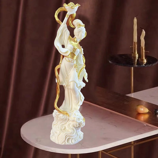 Beauty Scattered Flowers Characters Decorative Statue Resin Art Sculpture Home Room Office Decoration Accessories 9.82 in