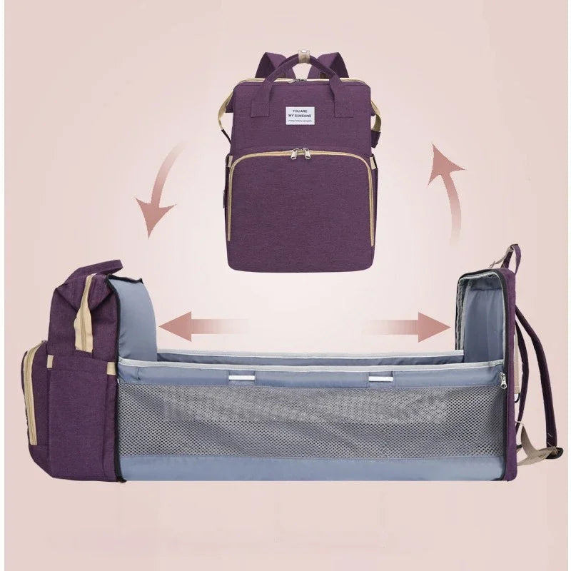 Bed Bag Integrated Mommy Backpack Outing Handbag Multifunctional Portable Women's Backpack Dry and Wet Separation Bag