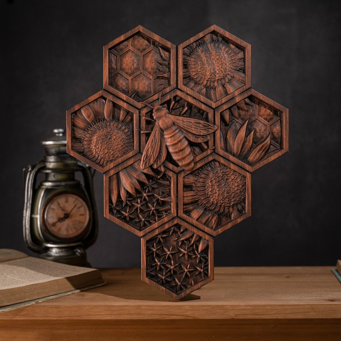 Bee Wood Carving Decorative Pendant Bohemian Wall Decor Wood Wall Art Home Decor Wall Hanging Works New Home Gifts
