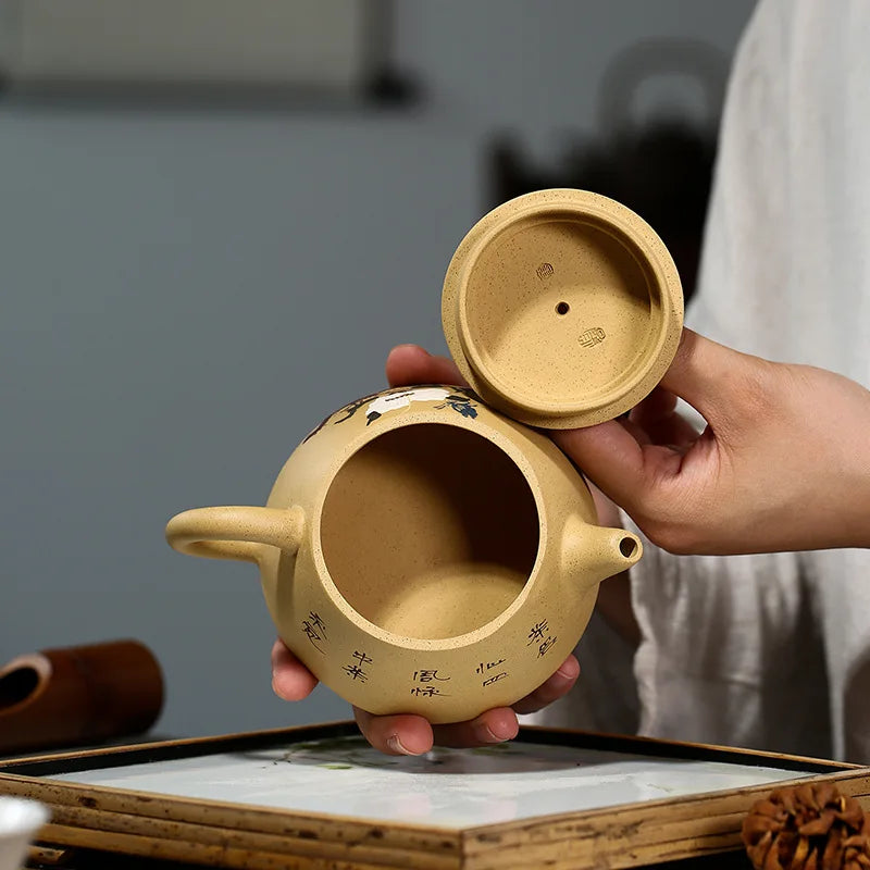 Benshan-Green Mud Ladle Zisha Teapot, Handmade Pot, Kung-Fu Teaware, Purple Clay, Drinkware for Puer Green, Black Chinese Tea