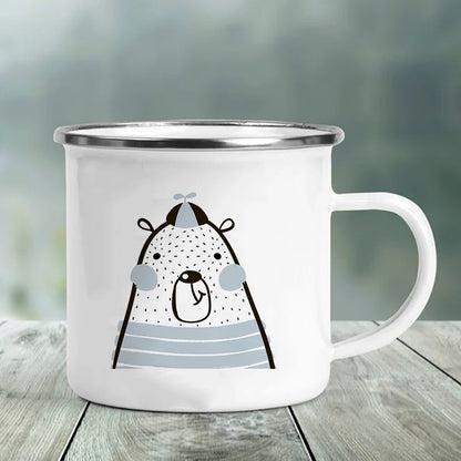 Best Friend Print Creative Retro Tea Juice Milk Enamel Cup Coffee Mug Wine Drink Cups Camping Heatable Drinkware Mugs Best Gifts