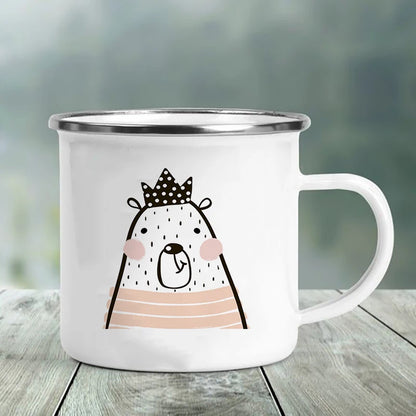 Best Friend Print Creative Retro Tea Juice Milk Enamel Cup Coffee Mug Wine Drink Cups Camping Heatable Drinkware Mugs Best Gifts