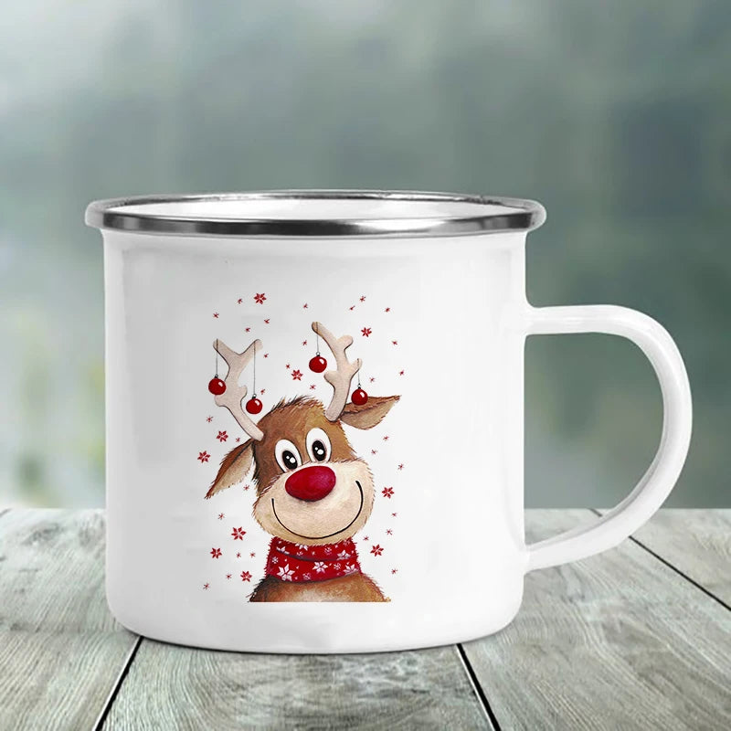 Best Friend Print Creative Retro Tea Juice Milk Enamel Cup Coffee Mug Wine Drink Cups Camping Heatable Drinkware Mugs Best Gifts