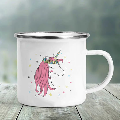 Best Friend Print Creative Retro Tea Juice Milk Enamel Cup Coffee Mug Wine Drink Cups Camping Heatable Drinkware Mugs Best Gifts
