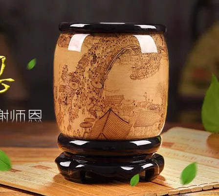 Best business present # Home OFFICE Decor art -high grade 3D CHINA Riverside Scene at Qingming Festival pen holder art  statue