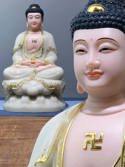 Best choice High grade gilding jade Sakyamuni Amitayus Buddha statue HOME family protection safety Healthy altar worship