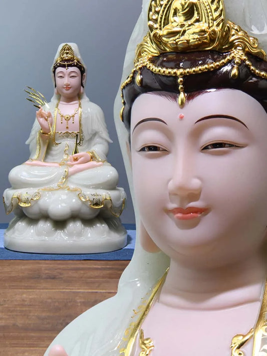 Best choice High grade gilding jade goddess GUAN YI Avalokitesvara Buddha statue HOME family protection safety Healthy worship