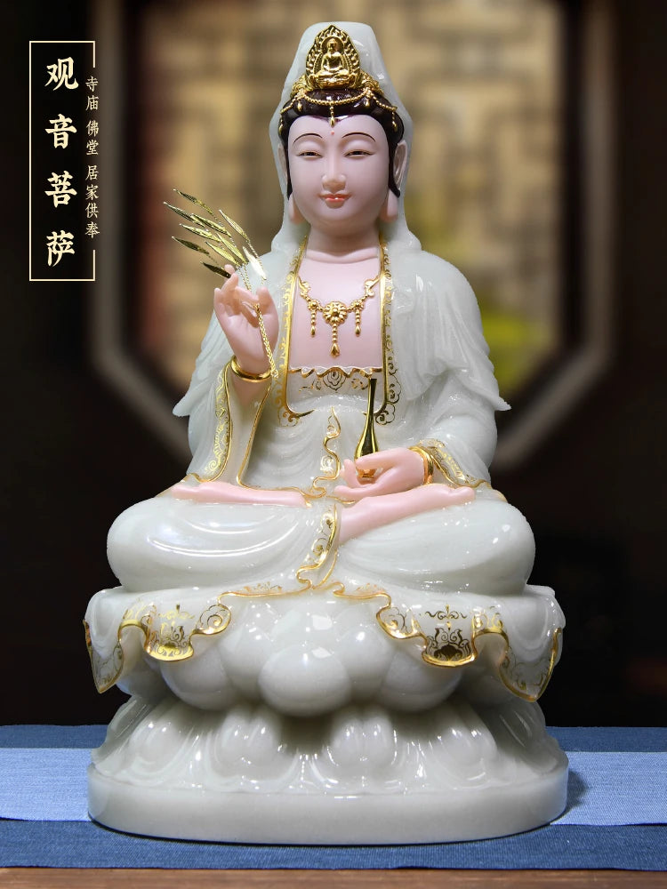 Best choice High grade gilding jade goddess GUAN YI Avalokitesvara Buddha statue HOME family protection safety Healthy worship