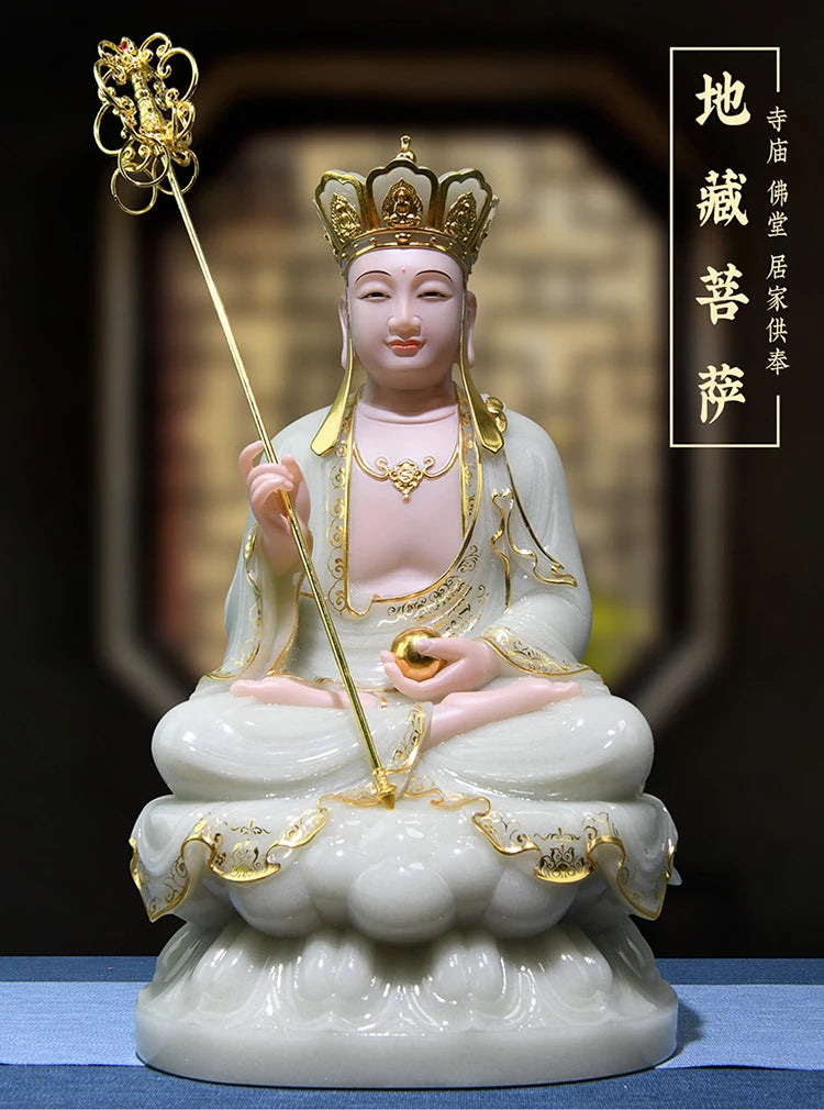 Best choice High grade gilding jade ksitigarbha Dizang pusa Buddha statue HOME family protection safety Healthy altar worship