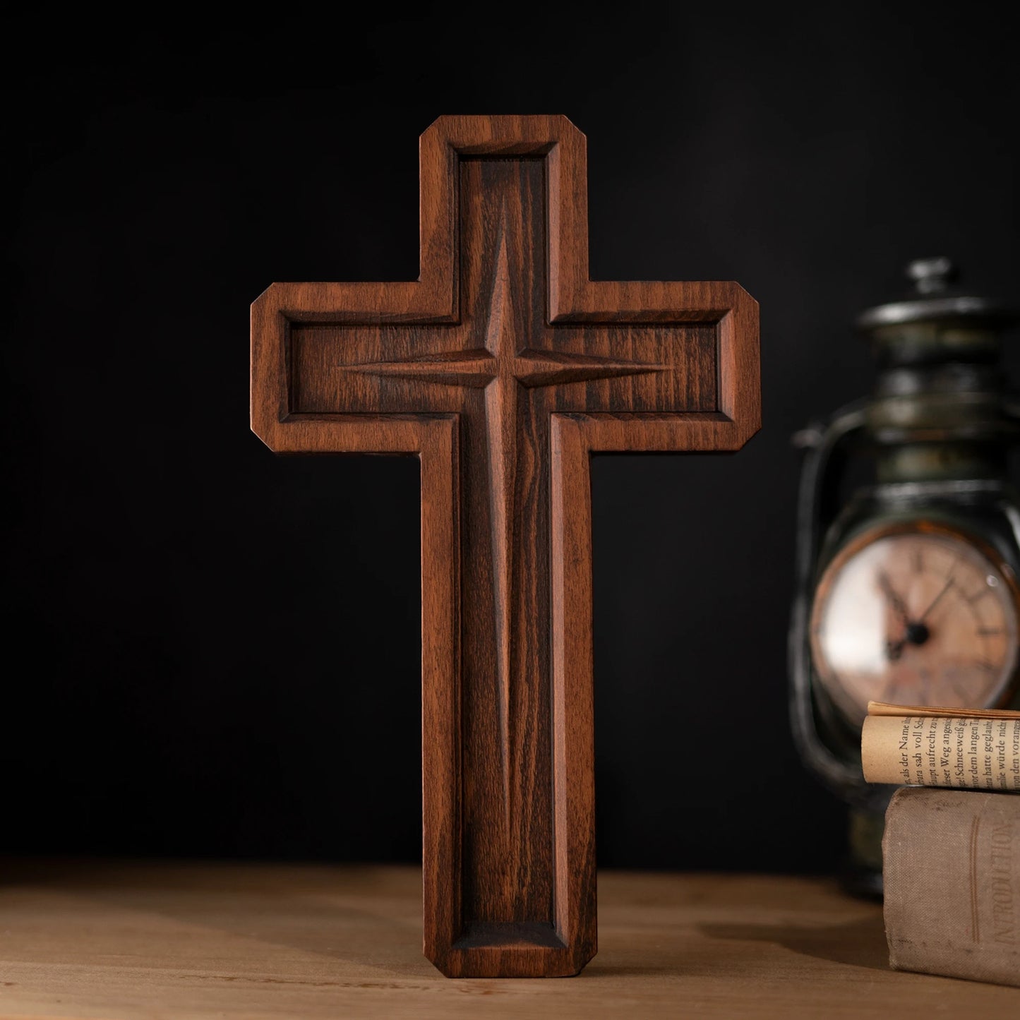 Bethlehem Star Cross Christian Cross Wooden Cross Home Room Wooden Ornament Church Decor Christian Wall Art Holy Cross 10 Inch