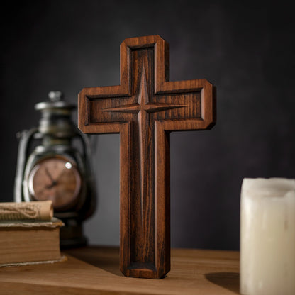 Bethlehem Star Cross Christian Cross Wooden Cross Home Room Wooden Ornament Church Decor Christian Wall Art Holy Cross 10 Inch