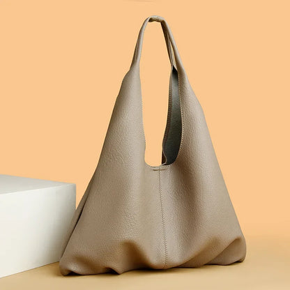 Big Bag 2024 New Simple Soft Leather Shoulder Bag Fashionable Commuter Large Capacity Casual Tote Bag Luxury Designer Handbag