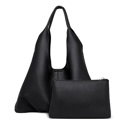 Big Bag 2024 New Simple Soft Leather Shoulder Bag Fashionable Commuter Large Capacity Casual Tote Bag Luxury Designer Handbag