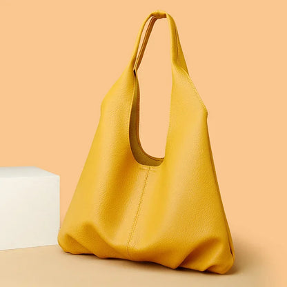 Big Bag 2024 New Simple Soft Leather Shoulder Bag Fashionable Commuter Large Capacity Casual Tote Bag Luxury Designer Handbag