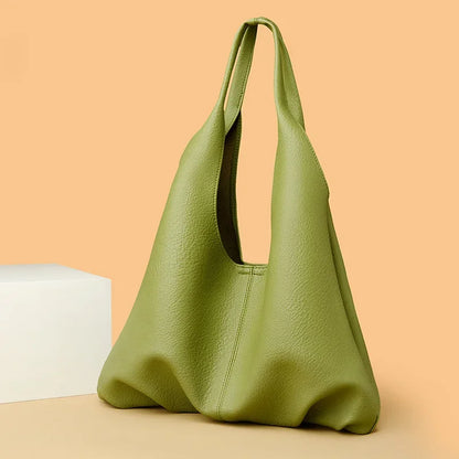 Big Bag 2024 New Simple Soft Leather Shoulder Bag Fashionable Commuter Large Capacity Casual Tote Bag Luxury Designer Handbag