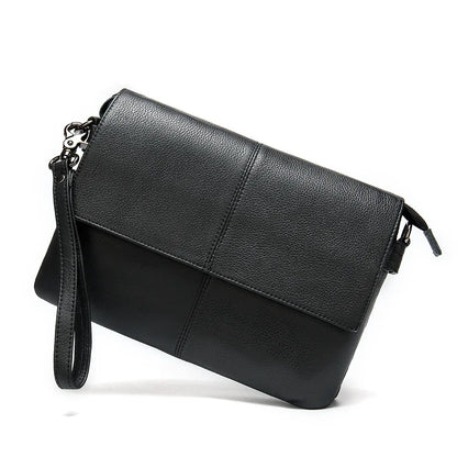 Big Black Cluth Purse With Shoulder Strap Genuine Leather Clutch Bag Storeage Washing Bags For Men Travel Zipper Clutches Male