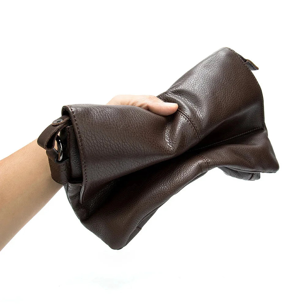 Big Black Cluth Purse With Shoulder Strap Genuine Leather Clutch Bag Storeage Washing Bags For Men Travel Zipper Clutches Male