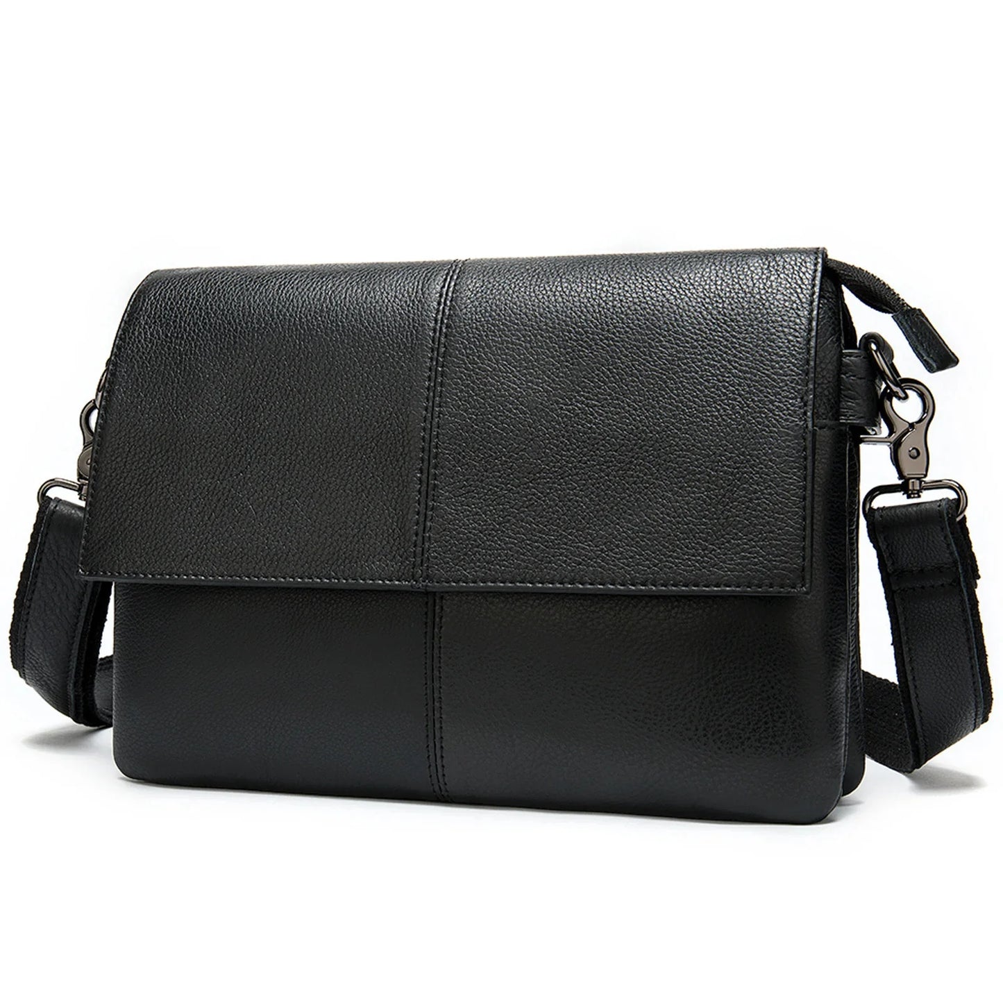 Big Black Cluth Purse With Shoulder Strap Genuine Leather Clutch Bag Storeage Washing Bags For Men Travel Zipper Clutches Male