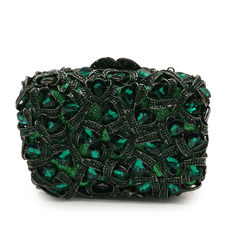 Big Blue Rhinestone Gemstone Evening Bags Clutch Purse Women Crystal Diamond Evening Clutch Bag Luxury Ladies Chain Party Purse