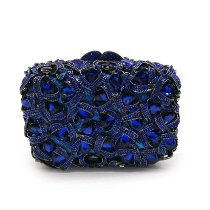 Big Blue Rhinestone Gemstone Evening Bags Clutch Purse Women Crystal Diamond Evening Clutch Bag Luxury Ladies Chain Party Purse