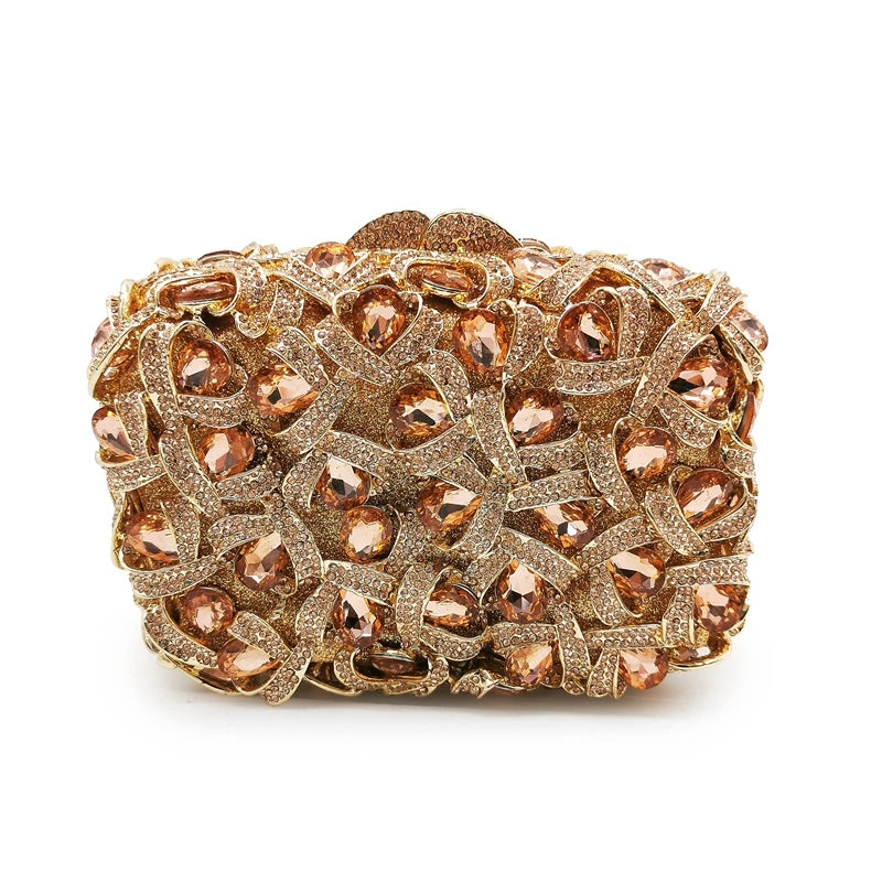 Big Blue Rhinestone Gemstone Evening Bags Clutch Purse Women Crystal Diamond Evening Clutch Bag Luxury Ladies Chain Party Purse