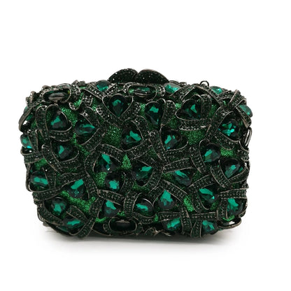 Big Blue Rhinestone Gemstone Evening Bags Clutch Purse Women Crystal Diamond Evening Clutch Bag Luxury Ladies Chain Party Purse