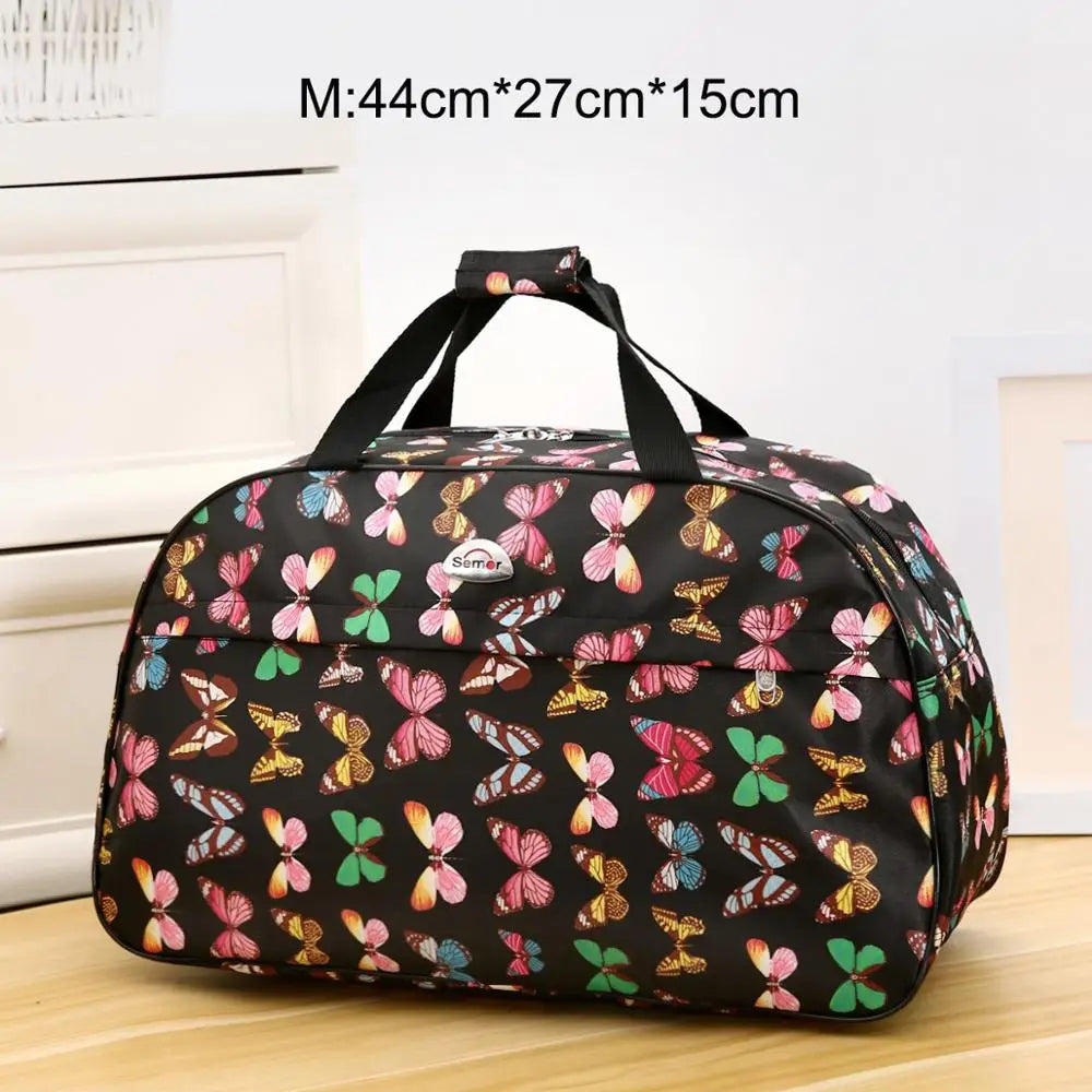 Big Capacity Women Travel Bags Men Luggage Travel Duffel Bags Nylon Waterproof Daily Travel Handbag Female Flower Print HandBag