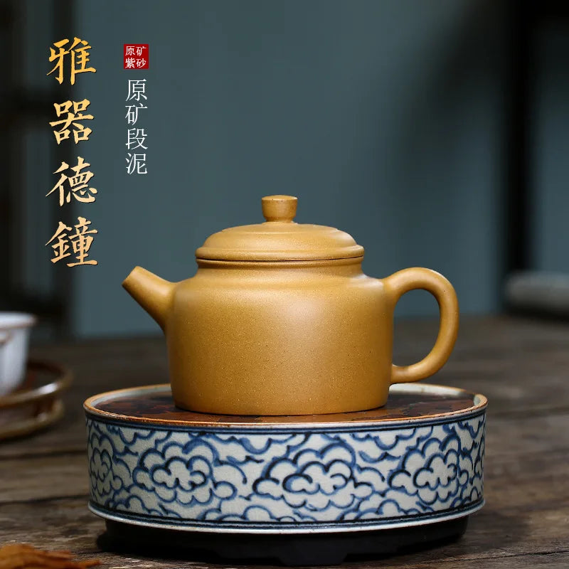 Big De Zhong Zisha Kettle, Yixing Handmade Pot, Kung-Fu Teaware, Purple Clay, Drinkware for Puer Green and Black, 400ml