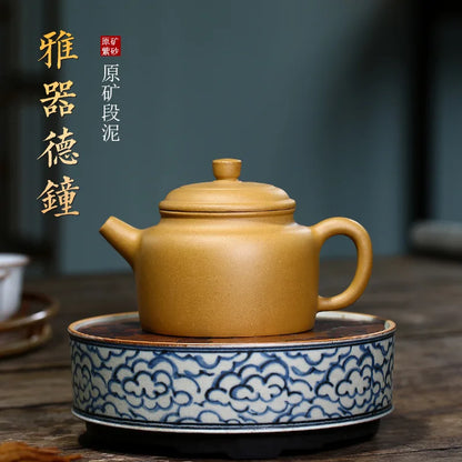 Big De Zhong Zisha Kettle, Yixing Handmade Pot, Kung-Fu Teaware, Purple Clay, Drinkware for Puer Green and Black, 400ml