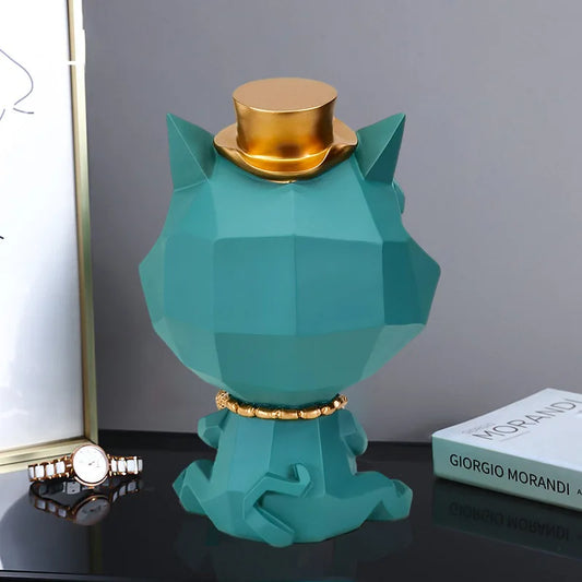 Big Mouth Lucky Cat Statue Resin Ornaments Decoration Candy Key Storage Box Sundries Organizer Living Room Table Home Decor Gift