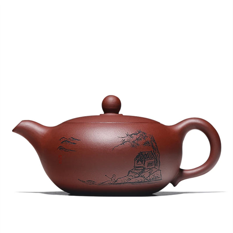 Big Sales Chinese True Yixing Zisha Tea Pot Marked Handmade Carved Ball Shaped Infuser Holes Master Purple Grit New