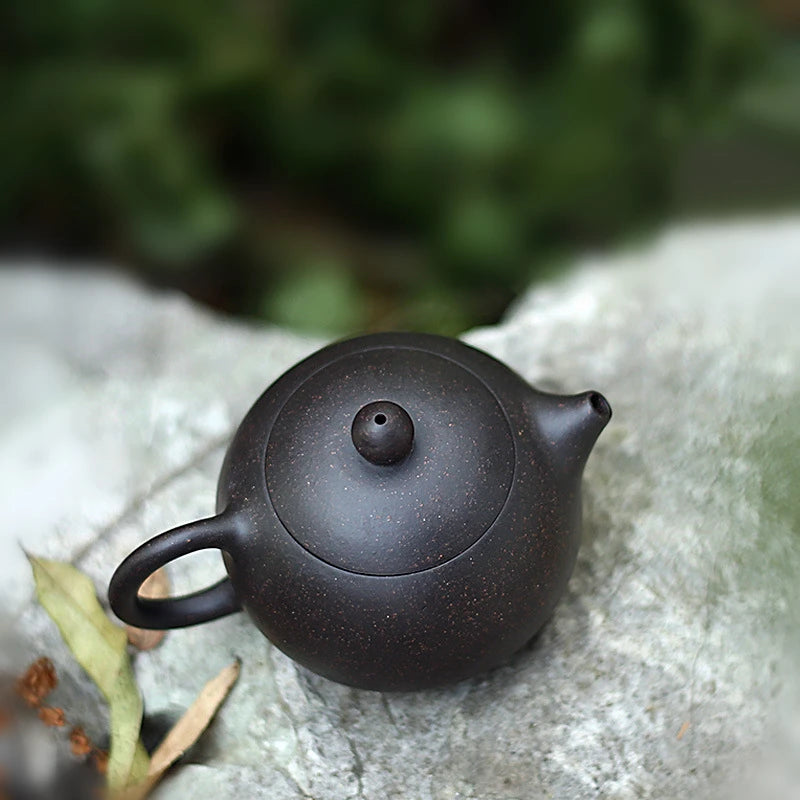 Big promotion real yixing zisha tea pot ball shaped infuser holes marked xishi pot black galaxy clay pot of tea xishi tea pot