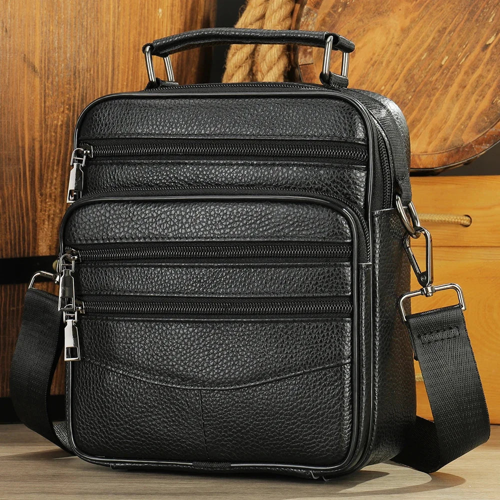 Black 100% Genuine Leather Men's Shoulder Messenger Bag for Men Crossbody Bags new Small Man Designer Handbag Bolso Male
