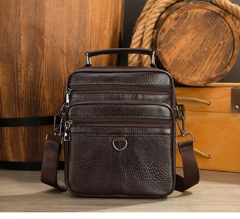 Black 100% Genuine Leather Men's Shoulder Messenger Bag for Men Crossbody Bags new Small Man Designer Handbag Bolso Male