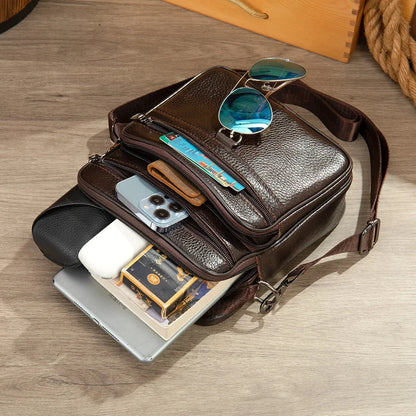 Black 100% Genuine Leather Men's Shoulder Messenger Bag for Men Crossbody Bags new Small Man Designer Handbag Bolso Male