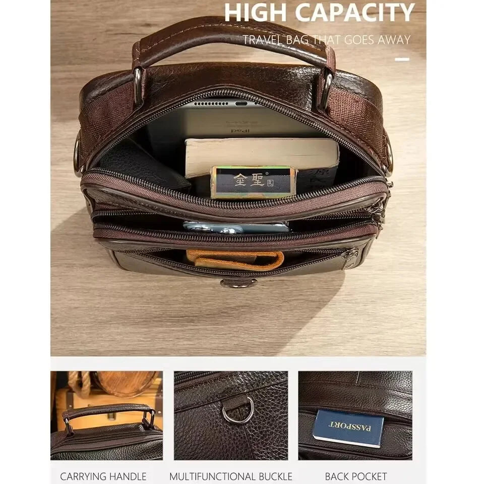 Black 100% Genuine Leather Men's Shoulder Messenger Bag for Men Crossbody Bags new Small Man Designer Handbag Bolso Male
