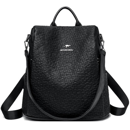 Black Bags Multifunctional Large Capacity Backpack Fashion Female Backpack For Women Girls Travel Rucksack Pu Leather Knapsack