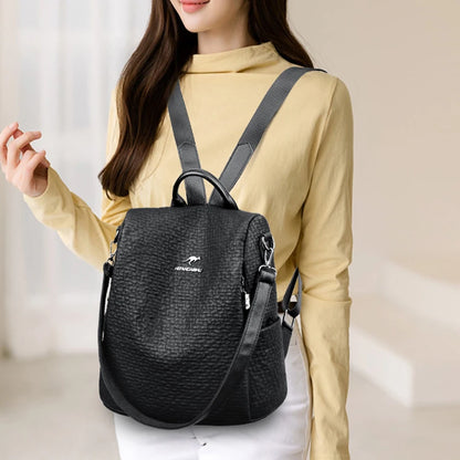 Black Bags Multifunctional Large Capacity Backpack Fashion Female Backpack For Women Girls Travel Rucksack Pu Leather Knapsack