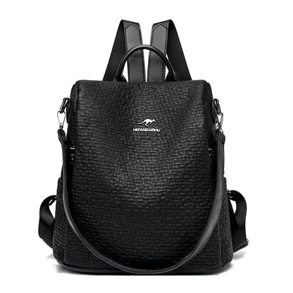Black Bags Multifunctional Large Capacity Backpack Fashion Female Backpack For Women Girls Travel Rucksack Pu Leather Knapsack
