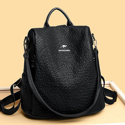 Black Bags Multifunctional Large Capacity Backpack Fashion Female Backpack For Women Girls Travel Rucksack Pu Leather Knapsack