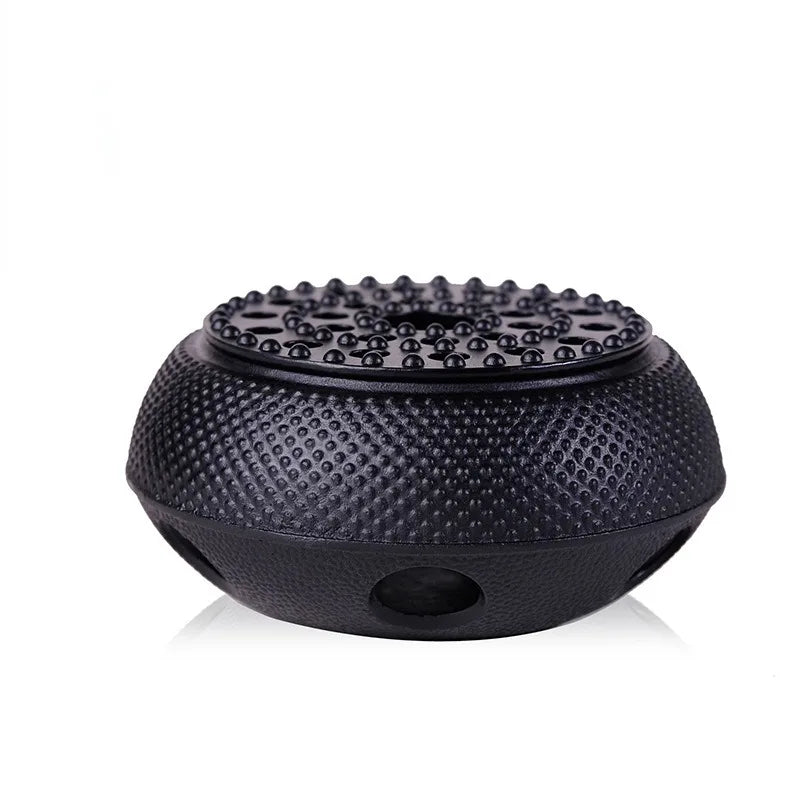 Black Cast Iron Teapot Warmer Candle Stand Holder Stove Heater Tea Pot Holder for Heating Tea, Coffee and Milk
