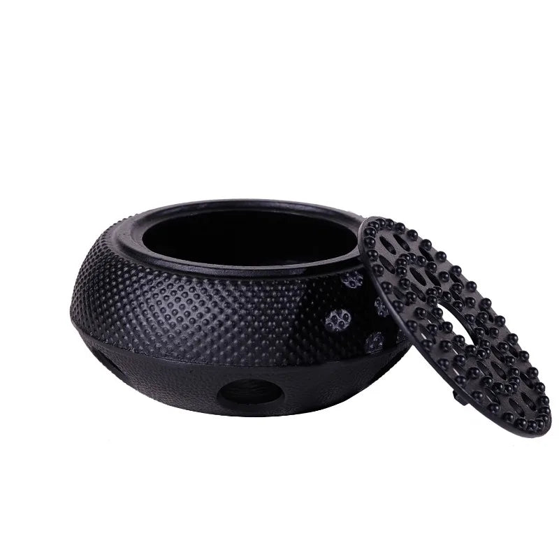 Black Cast Iron Teapot Warmer Candle Stand Holder Stove Heater Tea Pot Holder for Heating Tea, Coffee and Milk