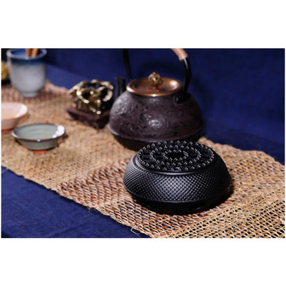 Black Cast Iron Teapot Warmer Candle Stand Holder Stove Heater Tea Pot Holder for Heating Tea, Coffee and Milk