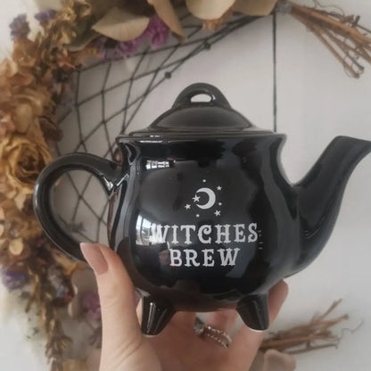 Black Ceramic Tea Pot, Witches Brew Teapot