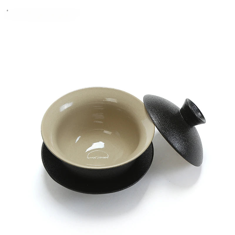 Black Ceramics Gaiwan  Boutique with Cover Teacup Home Handmade Tea Tureen Chinese Tea Ceremony Accessories Customized Tea Sets