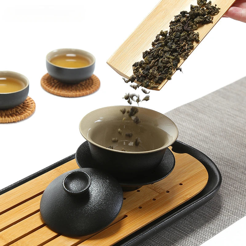 Black Ceramics Gaiwan  Boutique with Cover Teacup Home Handmade Tea Tureen Chinese Tea Ceremony Accessories Customized Tea Sets