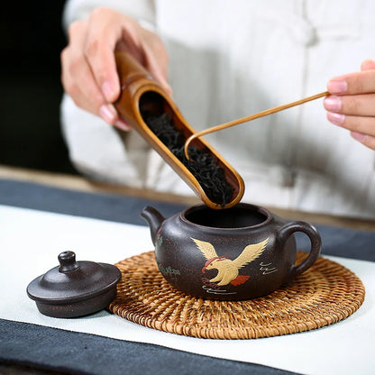 Black Clay Painted Pengcheng Wanli Purple Teapot Zisha Yixing Handmade Pot, Kung-Fu TeawarePurple Drinkware for Puer Green Black