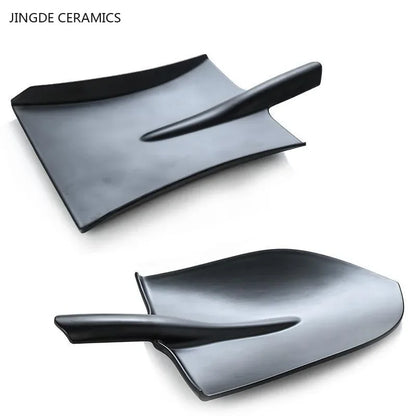 Black Creative Melamine Plate Shovel model Barbecue plates Restaurant barbecue salad dinner plates Household plastic tableware